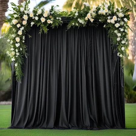 10 ft x 10 ft Scuba (Wrinkle-Free) Event Backdrop Curtain Drape Panel - Black (1pc)