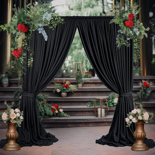 10 ft x 10 ft Scuba (Wrinkle-Free) Event Backdrop Curtain Drape Panel - Black (1pc)