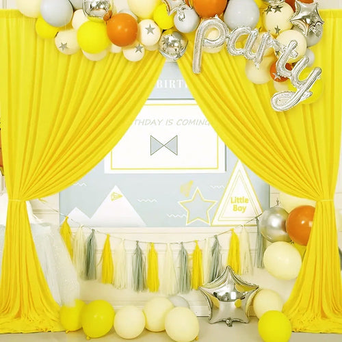 10 ft x 10 ft Scuba (Wrinkle-Free) Event Backdrop Curtain Drape Panel - Canary Yellow (1pc)