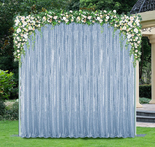 10 ft x 52" Sequin Glitz Net Event Backdrop Curtain Drape Panel - Dusty Blue (1pc)