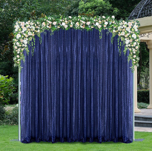 10 ft x 52" Sequin Glitz Net Event Backdrop Curtain Drape Panel - Navy Blue (1pc)
