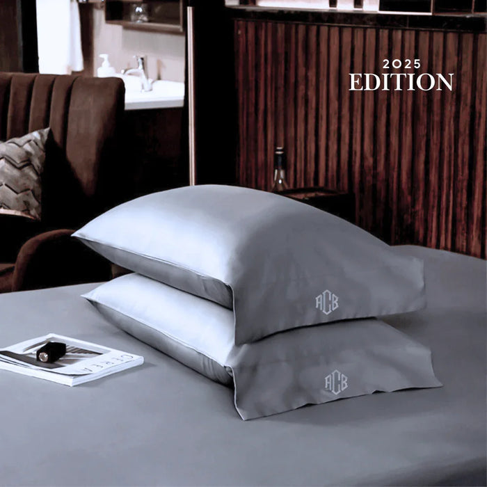 1000 TC Duvet Cover + 2 Monogram Pillowcases (Silver) - Châteaux IX