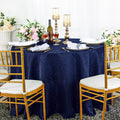108" Seamless Round Marquis Damask Jacquard Polyester Tablecloth - Navy Blue (1pc)