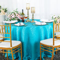 108" Seamless Round Marquis Damask Jacquard Polyester Tablecloth - Turquoise (1pc)