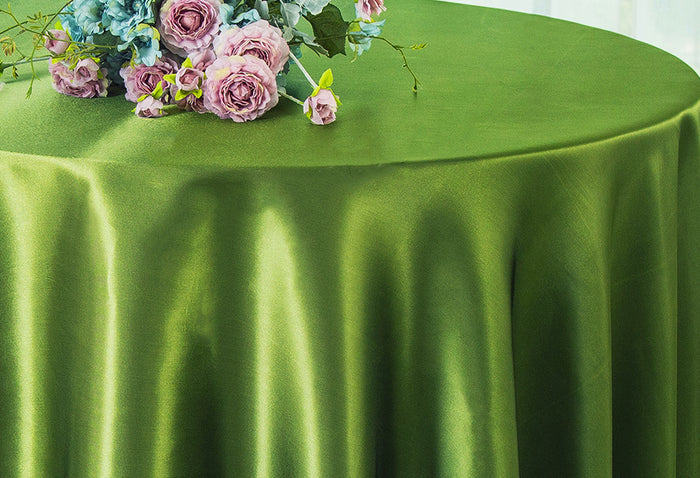 108" Seamless Round Satin Tablecloth - Moss Green/Olive Green (1pc)