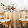 108" Seamless Round Striped Jacquard Polyester Tablecloth - Champagne (1pc)