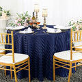 108" Seamless Round Striped Jacquard Polyester Tablecloth - Navy Blue (1pc)