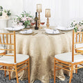 108" Seamless Round Versailles Chopin Damask Jacquard Polyester Tablecloth - Champagne (1pc)
