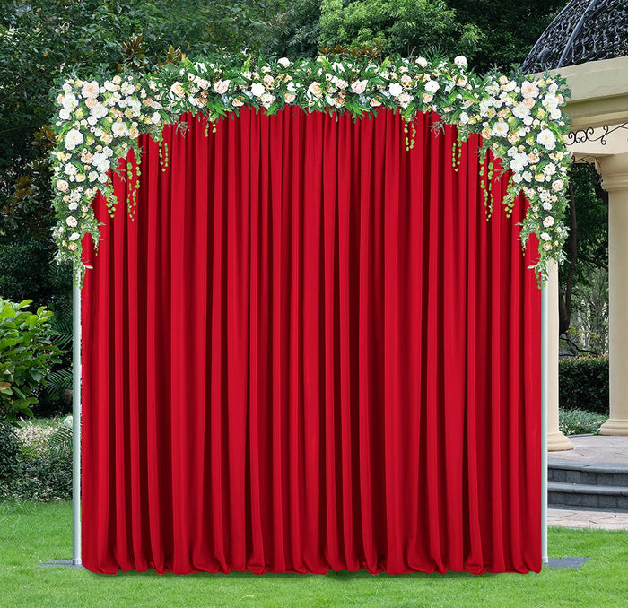 12 ft x 10 ft Scuba (Wrinkle-Free) Event Backdrop Curtain Drape Panel - Red (1pc)