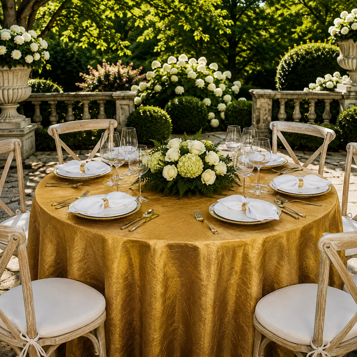 120" Seamless Round Crushed Taffeta Tablecloth - Gold (1pc)