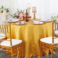 120" Seamless Round Floral Damask Jacquard Polyester Tablecloth - Gold (1pc)