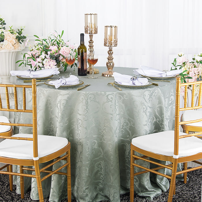 120" Seamless Round Versailles Chopin Damask Jacquard Polyester Tablecloth - Silver (1pc)