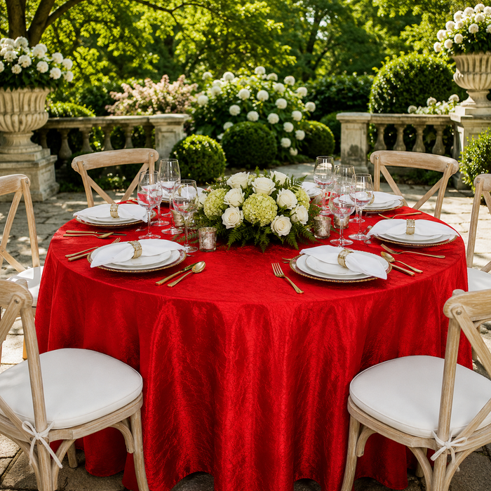 132" Round Crushed Taffeta Tablecloth - Red (1pc)