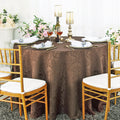132" Seamless Round Floral Damask Jacquard Polyester Tablecloth - Chocolate (1pc)