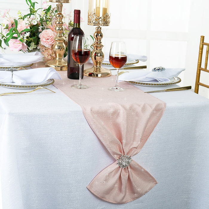 13"x108" Sequin Paillette Poly Flax/Burlap Table Runner - Blush Pink/Rose Gold (1pc)