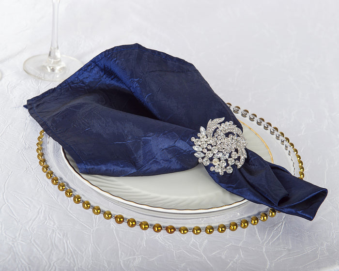 20"x20" Crushed Taffeta Napkins - Navy Blue (10pcs/pk)