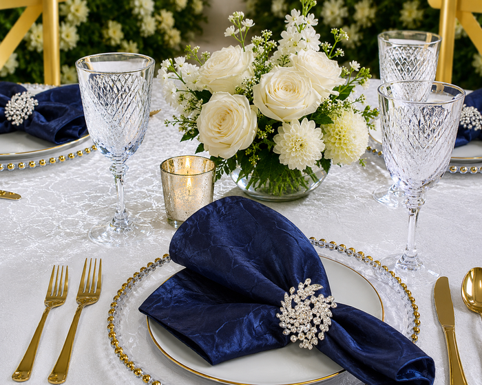 20"x20" Crushed Taffeta Napkins - Navy Blue (10pcs/pk)