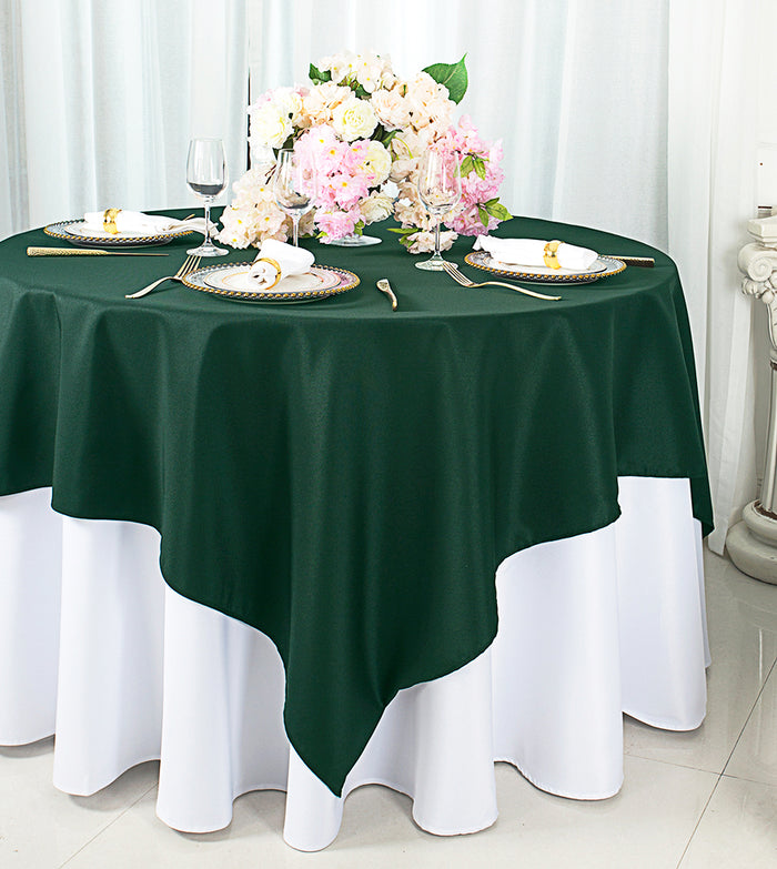 54"x54" Seamless Square Premium Polyester Table Overlay Topper - Hunter Green/Holly Green (1pc)