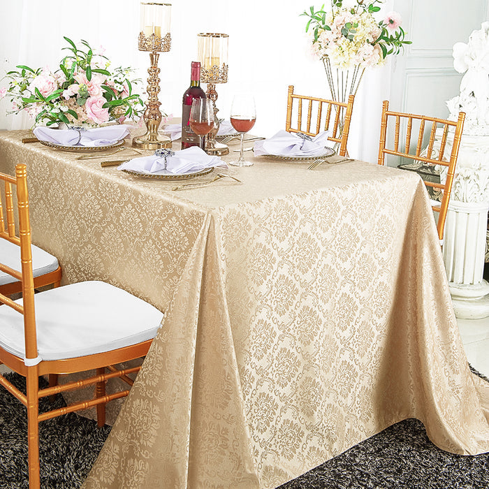 72"x120" Seamless Rectangular Marquis Damask Jacquard Polyester Tablecloth - Champagne (1pc)