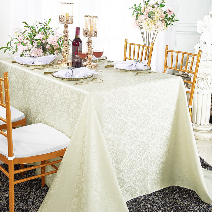 72"x120" Seamless Rectangular Marquis Damask Jacquard Polyester Tablecloth - Ivory (1pc)