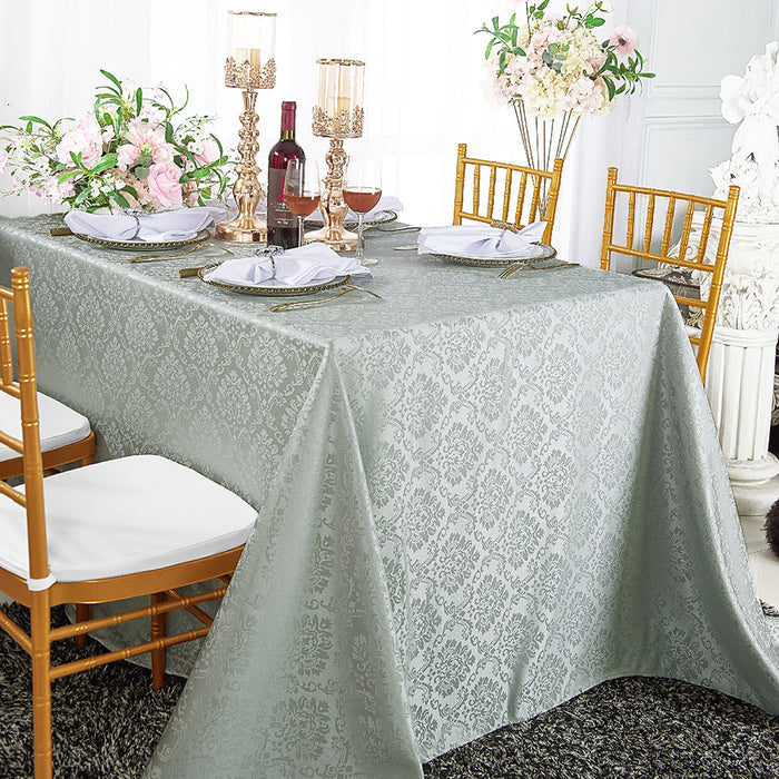 72"x120" Seamless Rectangular Marquis Damask Jacquard Polyester Tablecloth - Silver (1pc)