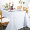 72"x120" Seamless Rectangular Marquis Damask Jacquard Polyester Tablecloth - White (1pc)