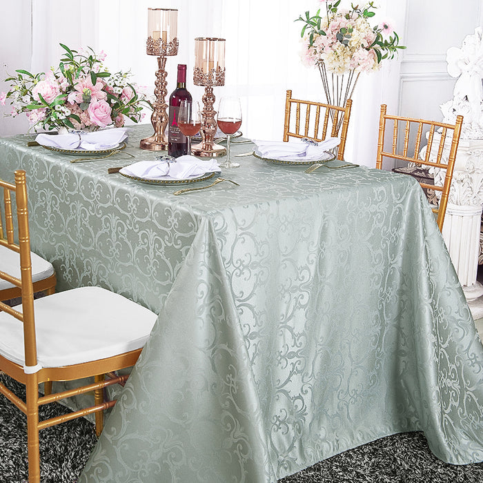72"x120" Seamless Rectangular Versailles Chopin Damask Jacquard Polyester Tablecloth - Silver (1pc)