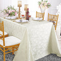 72"x120" Seamless Rectangular Versailles Chopin Damask Jacquard Polyester Tablecloth - Ivory (1pc)