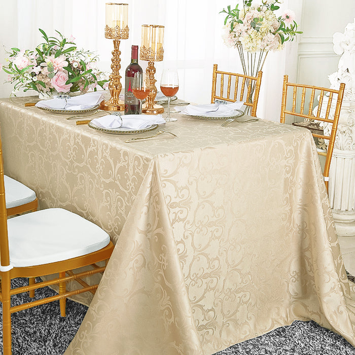 72"x120" Seamless Rectangular Versailles Chopin Damask Jacquard Polyester Tablecloth - Champagne (1pc)