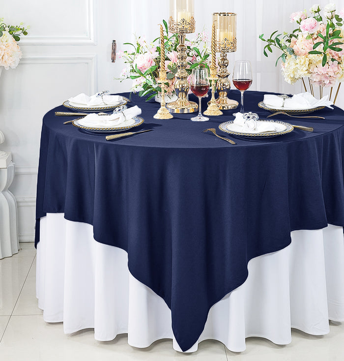 72"x72" Seamless Square Scuba (Wrinkle-Free) Tablecloth/Table Overlay- Navy Blue (1pc)