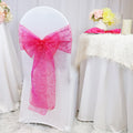 8"x108" Embroidered Organza Chair Sashes - Fuchsia (10pcs/pk)