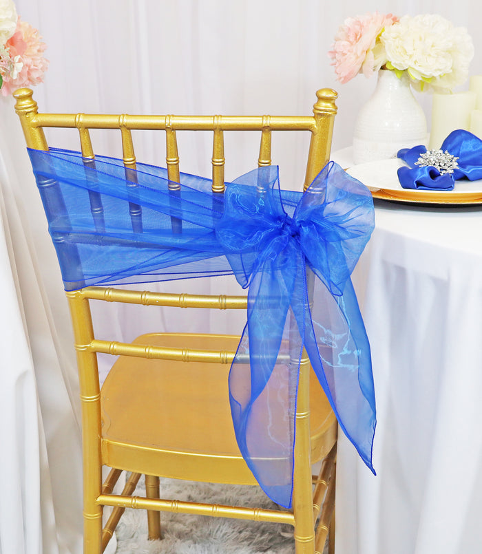 8"x108" Organza Chair Sashes - Royal Blue (10pcs/pk)