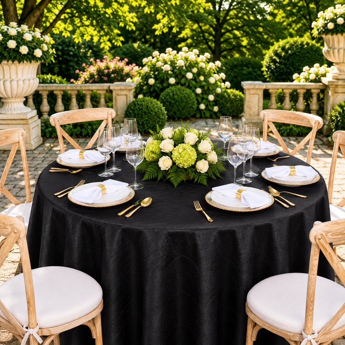 90" Seamless Round Crushed Taffeta Tablecloth - Black (1pc)