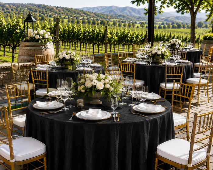 90" Seamless Round Crushed Taffeta Tablecloth - Black (1pc)