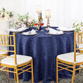 90" Seamless Round Floral Damask Jacquard Polyester Tablecloth - Navy Blue (1pc)