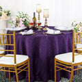 90" Seamless Round Marquis Damask Jacquard Polyester Tablecloth - Eggplant (1pc)