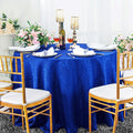 90" Seamless Round Marquis Damask Jacquard Polyester Tablecloth - Royal Blue (1pc)