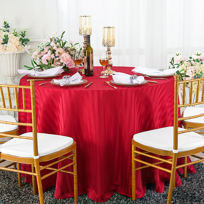 90" Seamless Round Striped Jacquard Polyester Tablecloth - Apple Red (1pc)