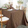 90"x132" Seamless Rectangular Floral Damask Jacquard Polyester Tablecloth - Chocolate (1pc)