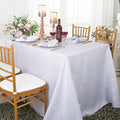 90"x132" Seamless Rectangular Sequin Paillette Poly Flax/Burlap Tablecloth - White (1pc)