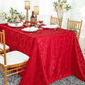 90"x132" Seamless Rectangular Versailles Chopin Damask Jacquard Polyester Tablecloth - Apple Red (1pc)