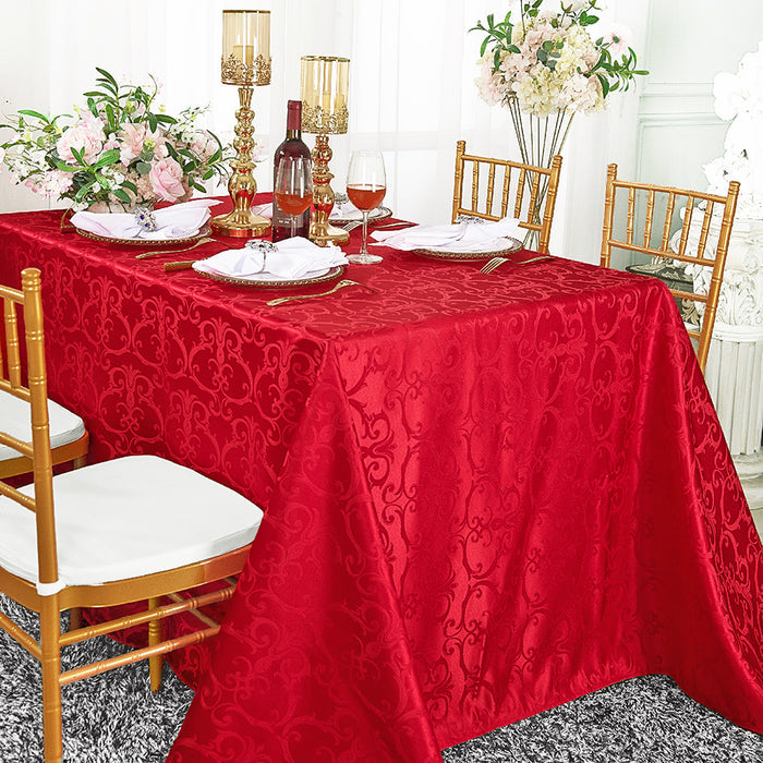 90"x132" Seamless Rectangular Versailles Chopin Damask Jacquard Polyester Tablecloth - Apple Red (1pc)