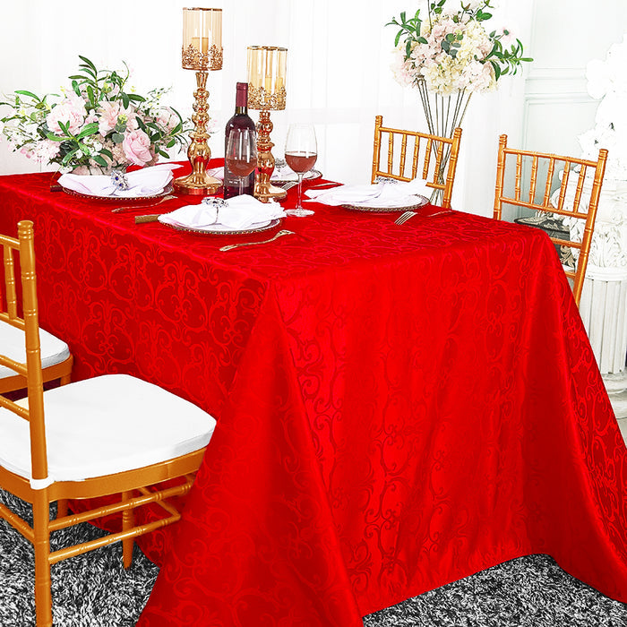 90"x132" Seamless Rectangular Versailles Chopin Damask Jacquard Polyester Tablecloth - Red (1pc)