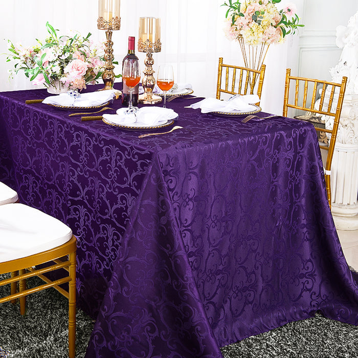 90"x132" Seamless Rectangular Versailles Chopin Damask Jacquard Polyester Tablecloth - Eggplant (1pc)