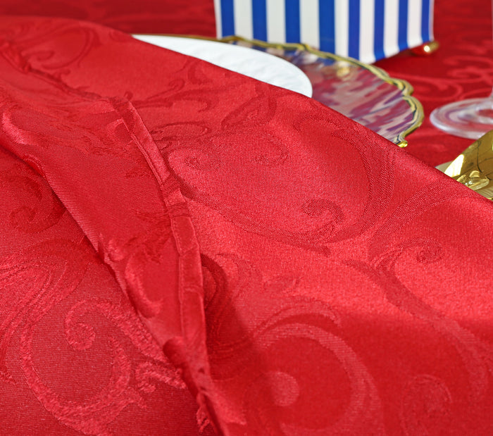 90"x132" Seamless Rectangular Versailles Chopin Damask Jacquard Polyester Tablecloth - Apple Red (1pc)