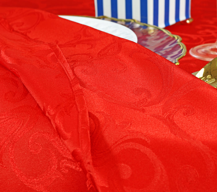 90"x132" Seamless Rectangular Versailles Chopin Damask Jacquard Polyester Tablecloth - Red (1pc)