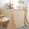 90"x156" Seamless Rectangular Floral Damask Jacquard Polyester Tablecloth - Champagne (1pc)