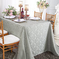 90"x156" Seamless Rectangular Floral Damask Jacquard Polyester Tablecloth - Silver (1pc)
