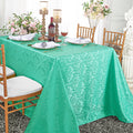 90"x156" Seamless Rectangular Floral Damask Jacquard Polyester Tablecloth - Tiff Blue/Aqua Blue (1pc)