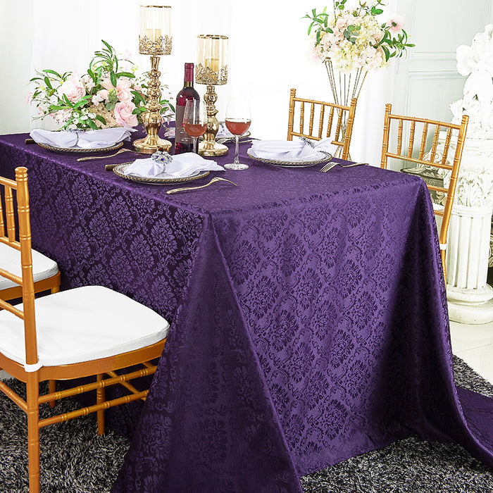 90"x156" Seamless Rectangular Marquis Damask Jacquard Polyester Tablecloth - Eggplant (1pc)